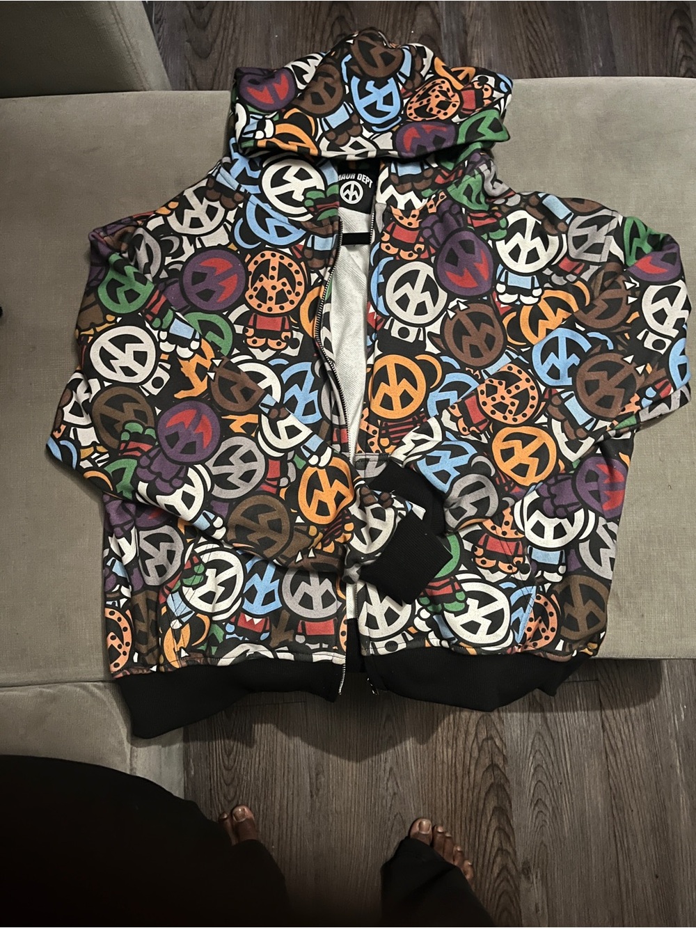 & Other Stories Multicolor Peace Sign Zip-Up Hoodie
